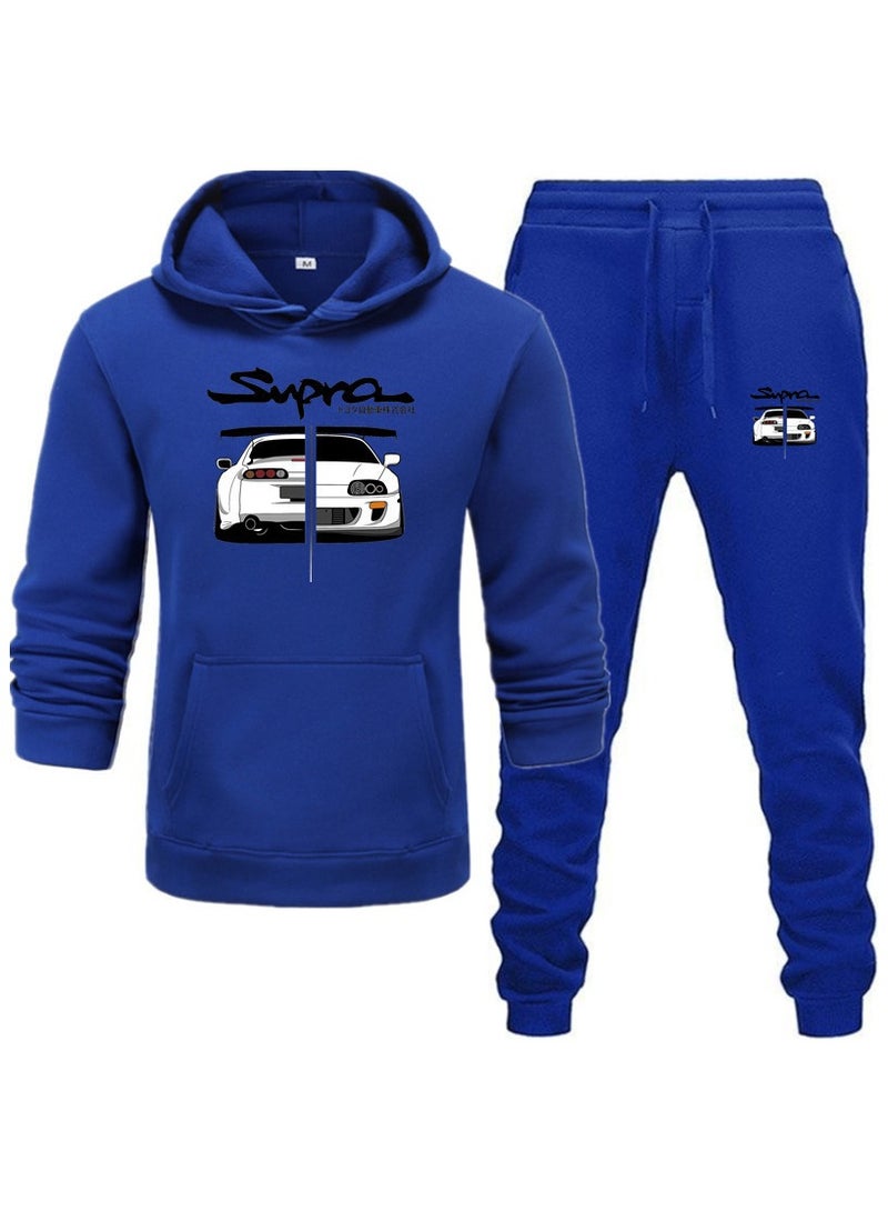 KUYING Racing Printed Loose Fleece Hoodie Set - Image 1
