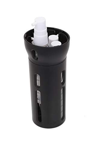 Travigo 4-in-1 Travel Bottle Dispenser, TSA Approved, Includes Four Empty Reusable 1.4 oz. (40 mL) Cosmetic Toiletry Containers for Sanitizer, Soap, Lotions, Skincare, Makeup Products (Black) - Image 3