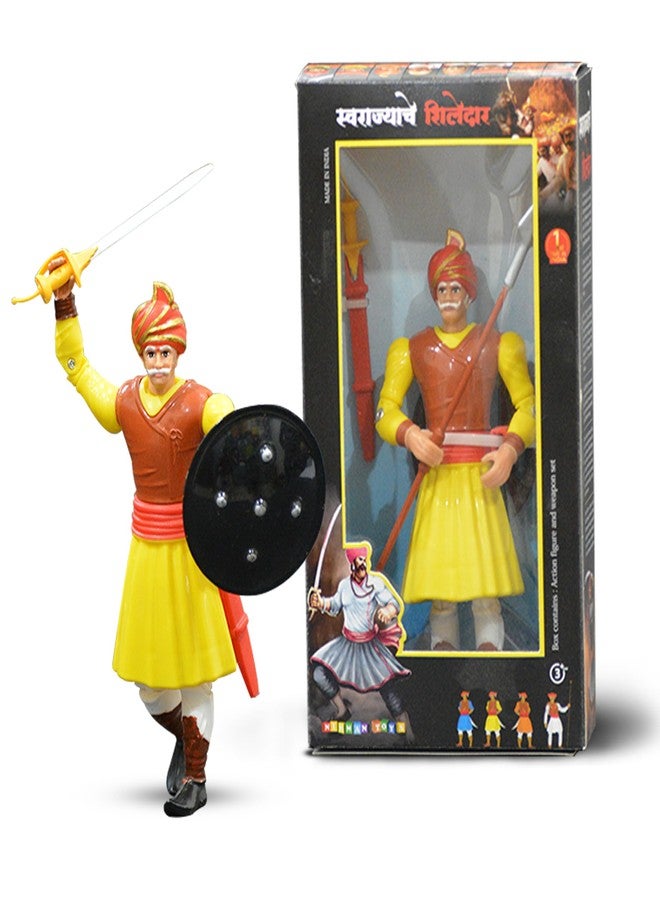 Swarajyache Shiledar - The True Super Hero - 6 Inch Tall Action Figure with Accessories (Subhedar - Old, Yellow) - Image 2