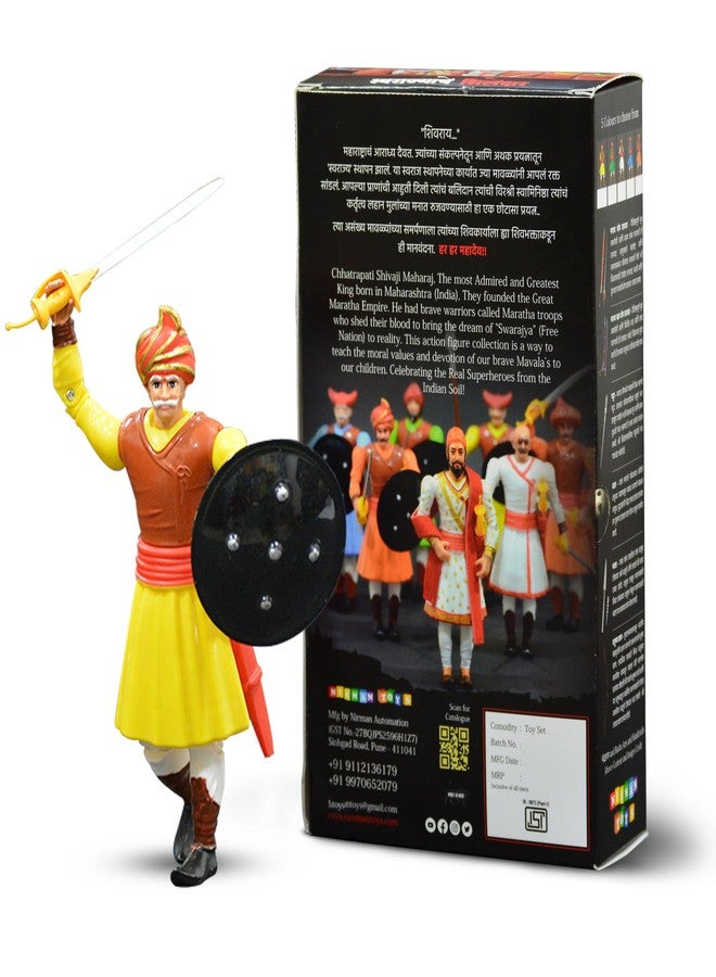 Swarajyache Shiledar - The True Super Hero - 6 Inch Tall Action Figure with Accessories (Subhedar - Old, Yellow) - Image 3