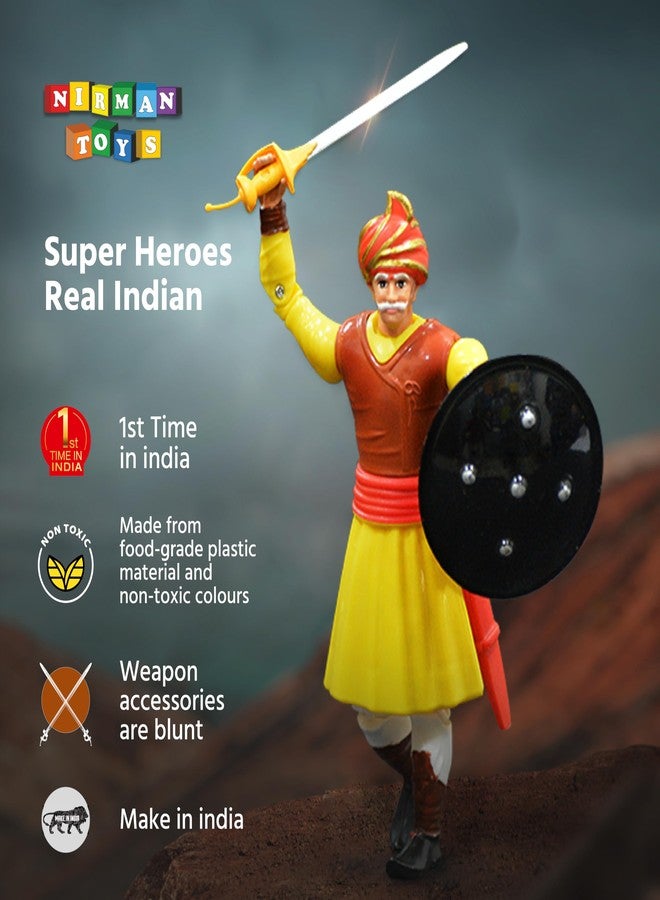 Swarajyache Shiledar - The True Super Hero - 6 Inch Tall Action Figure with Accessories (Subhedar - Old, Yellow) - Image 4