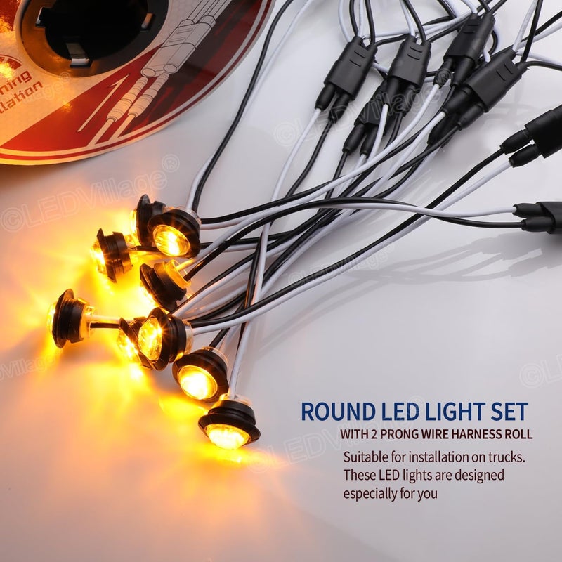 Ledvillage 20 Pcs 3/4 Inch Side Marker Clear Lens Amber Light with Connector and 2 Prong Harness Roll Female Plugs (20 Counts) Indicator Light, Clearance Light for Truck Trailer Pickup - Image 5
