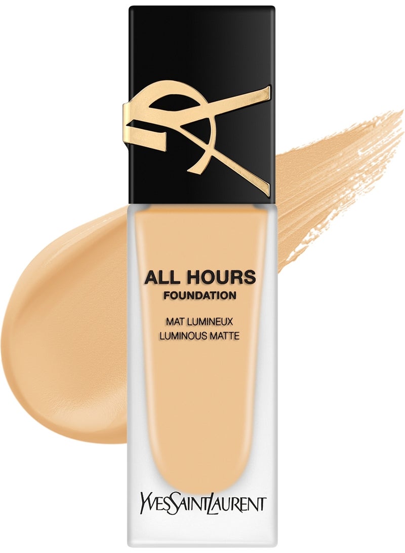 Yves Saint Laurent YSL All Hours Luminous Matte Foundation LW1 – 24H Full Coverage Long-Wear Foundation for Fair Skin with Warm Undertones - Image 1