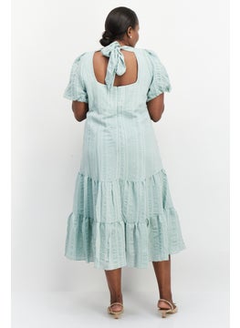 forever new Women Plus Size Textured Midi Dress, Mint Green  - Image 4