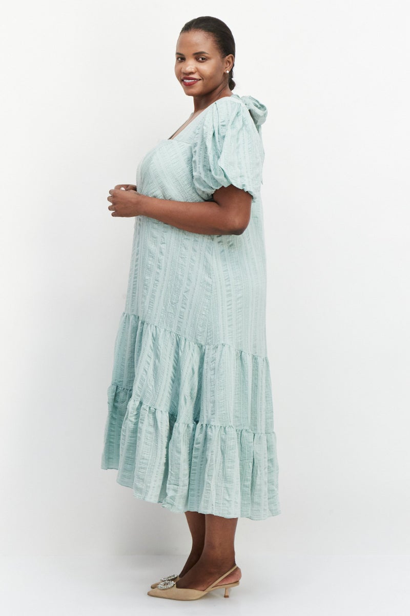 forever new Women Plus Size Textured Midi Dress, Mint Green - Image 2