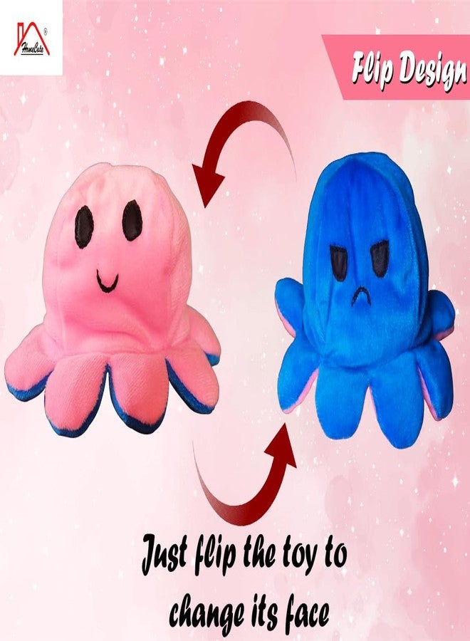 HOMECUTE Soft Toys for Boys & Girls,Face Changing Octopus Kids’ Toys,Stuffed Animal Toy,Show Your Mood Without Saying a Word(Two Octopus-“Blue-Pink & Green-Yellow”) - Image 4