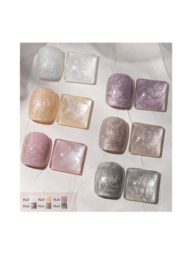 VERONNI Pearl Gel Nail Polish Kit 6Pcs Glitter Shell Thread Gel Nail Polish Soakoff Drawing Mermaid Gel Nail Polish Manicure Set Diy Design Nail Art(Pl6Pcs) - Image 2