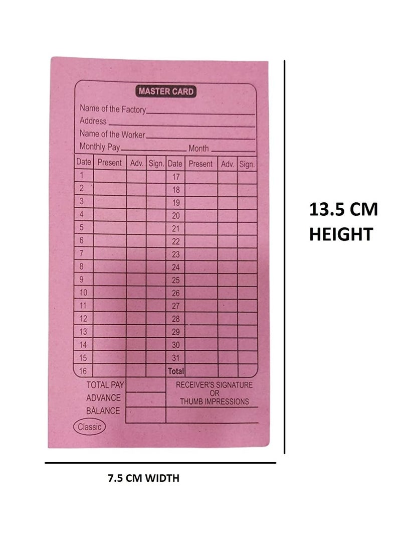 JSMSH Attendance Report for Daily Payroll Wages/Attendance Card for Monthly Attendance and Calculation of Wages/Mix Color Attendance Report (Small, Pack of 100) - Image 4