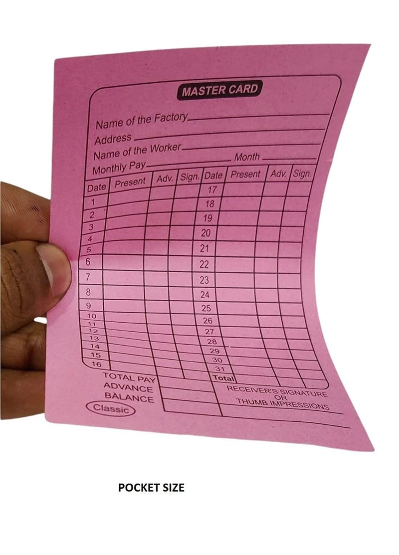 JSMSH Attendance Report for Daily Payroll Wages/Attendance Card for Monthly Attendance and Calculation of Wages/Mix Color Attendance Report (Small, Pack of 100) - Image 3
