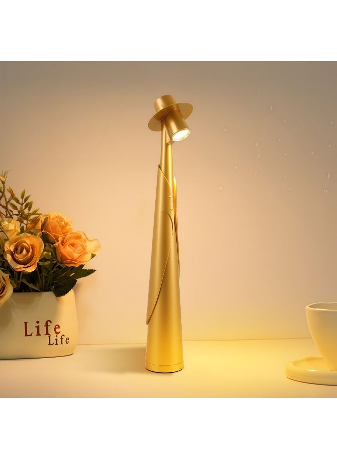 SKT Shiketro Italian Gentleman Rechargeable Table Lamp, a Luxurious Night Light for Bedside, Bar, or Dining Table (Gold) - Image 1