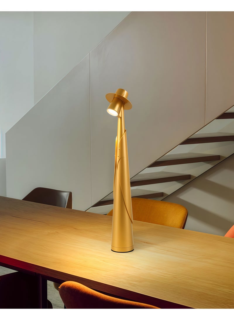 SKT Shiketro Italian Gentleman Rechargeable Table Lamp, a Luxurious Night Light for Bedside, Bar, or Dining Table (Gold) - Image 2