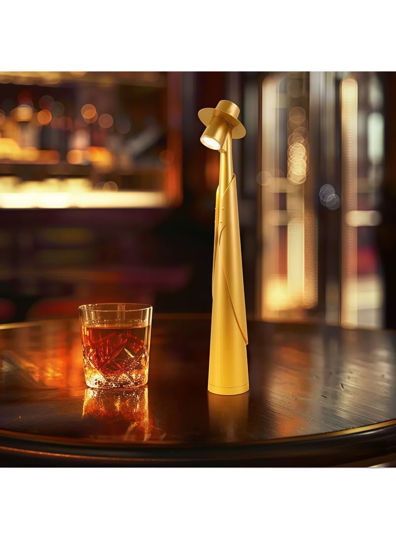 SKT Shiketro Italian Gentleman Rechargeable Table Lamp, a Luxurious Night Light for Bedside, Bar, or Dining Table (Gold) - Image 3