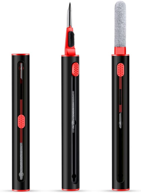 Cleaner Kit Pen For All Electronic Devices Like Airpods And Phones And Headphones Multi-Function Cleaning Pen Soft Brush - Black / Red