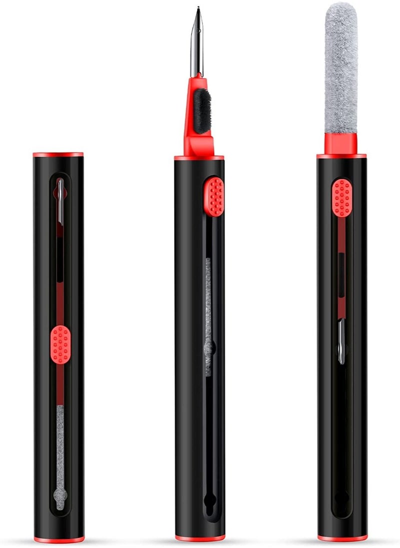 Cleaner Kit Pen For All Electronic Devices Like Airpods And Phones And Headphones Multi-Function Cleaning Pen Soft Brush - Black / Red