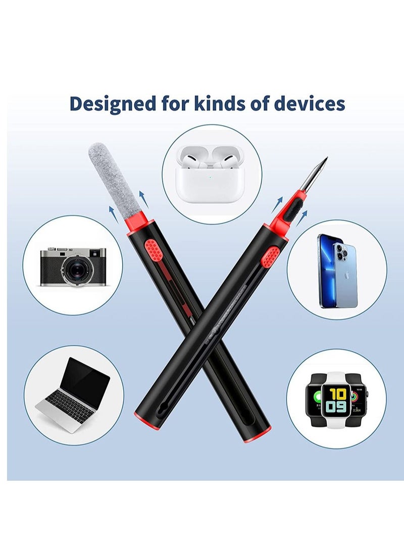 Cleaner Kit Pen For All Electronic Devices Like Airpods And Phones And Headphones Multi-Function Cleaning Pen Soft Brush - Black / Red