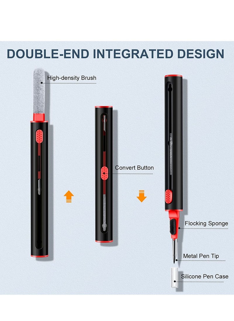Cleaner Kit Pen For All Electronic Devices Like Airpods And Phones And Headphones Multi-Function Cleaning Pen Soft Brush - Black / Red