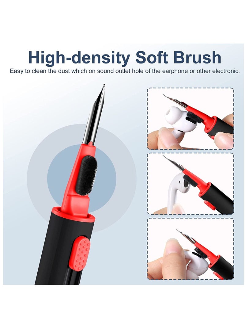 Cleaner Kit Pen For All Electronic Devices Like Airpods And Phones And Headphones Multi-Function Cleaning Pen Soft Brush - Black / Red