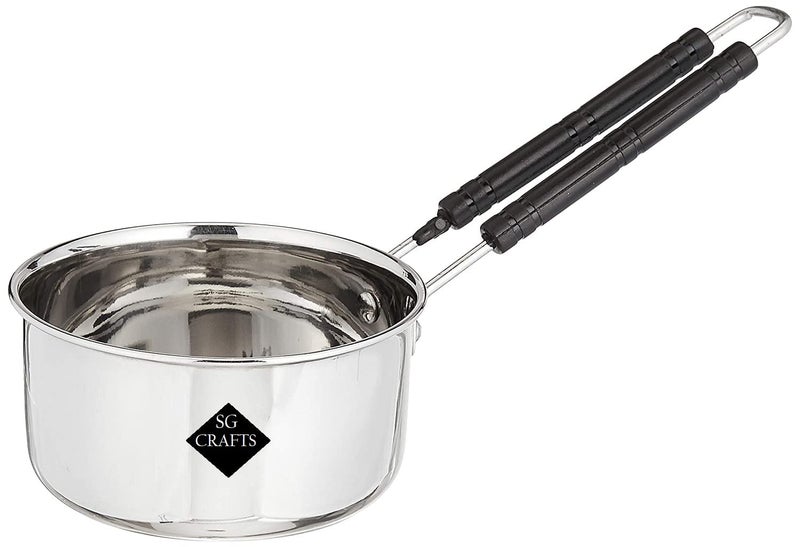 SG CRAFTS Stainless Steel Sauce Pan, Flat Base Sauce Pan, Tea Pan, Milk Pan, Tapeli Patila, Sauce Pot Cookware with Handle (Gas + Induction) (1500 ml) - Image 1