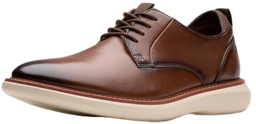 Clarks Men's Brantin Plain Oxford, Dark Tan Leather, 7 M US - Image 1