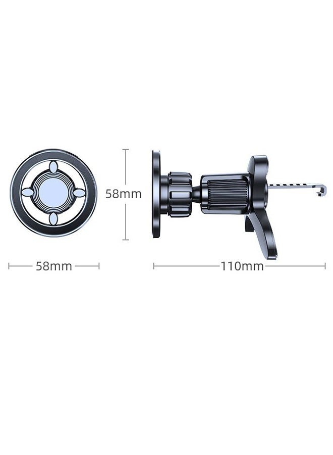 2025 Mag-Safe Car Mount [17x N52 Magnets] Magnetic Phone Holder with 360° Rotation & Folding Hook Clip, Easy Install Air Vent Mount for iPhone 16/15/14/13/12, Samsung, Pixel & All Phones - Black - Image 4