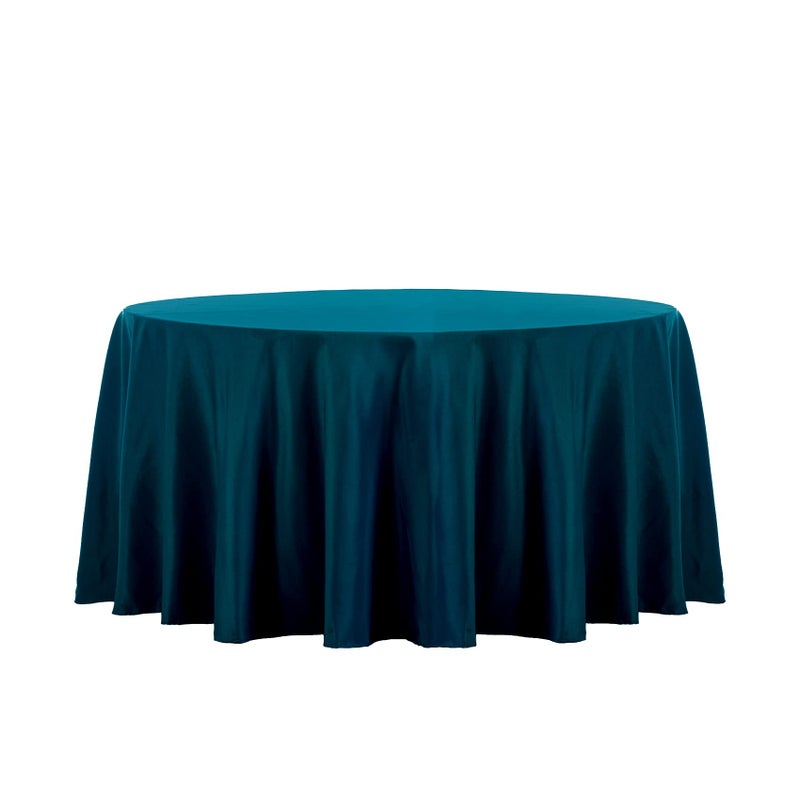 Ascoza 2pack 120 Inch Peacock Blue Round Tablecloth in Washable Polyester Fabric for WeddingBanquetRestaurantParties