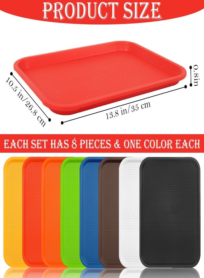 Coobbar Plastic Fast Food Trays, 8 Pack Cafeteria & Restaurant Serving Tray Set for Coffee Table, Kitchen & Party, Multi-Color Reusable Snack Trays for Home, School, Events (13.8x10.5x0.8 Inches) - Image 2