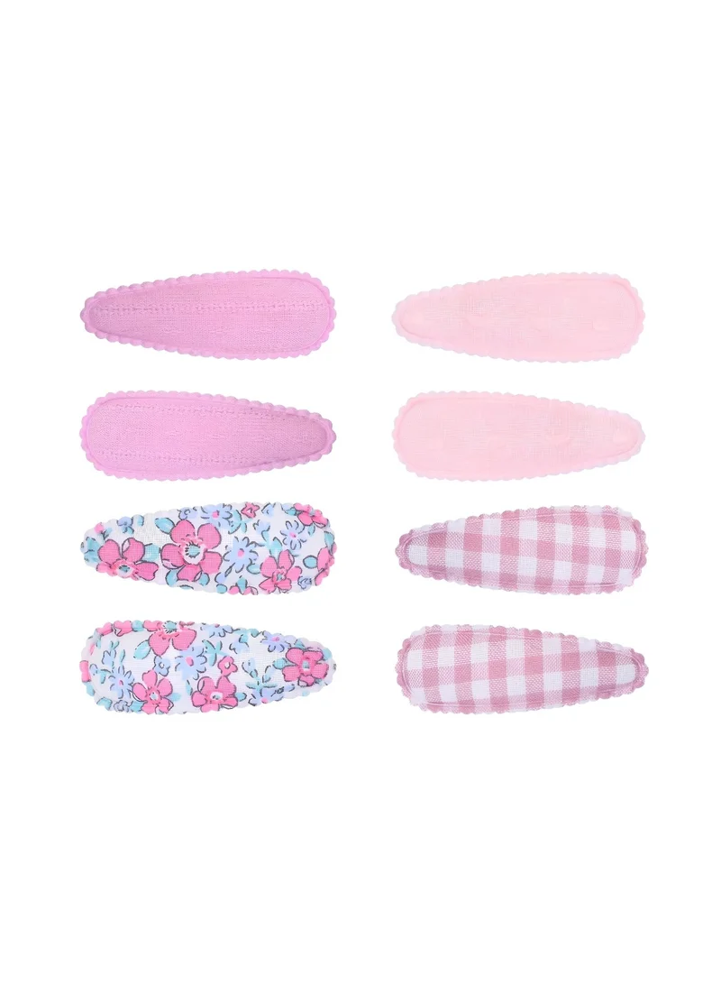 Girls Colorful Snap Hair Clips | Soft Metal Hair Barrettes for Kids, Cute Hair Accessories for Everyday Wear & Special Occasions-Pink 8 Pieces