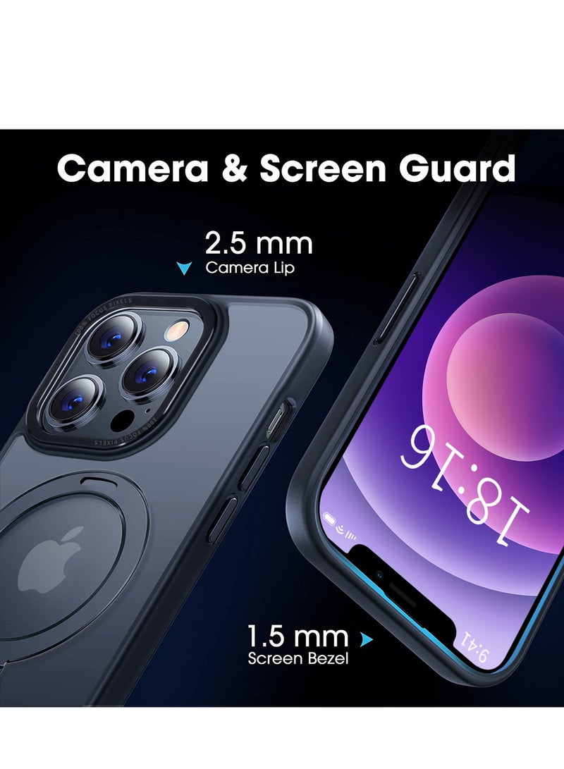 INFOSUN iPhone 12/12 Pro Case with Magnetic Invisible Stand Cover Shockproof and Anti-Yellow Slim Thin Translucent Matte Protective Magsafe Case for Apple iPhone 12/12 Pro 6.1 inch - Black - Image 5