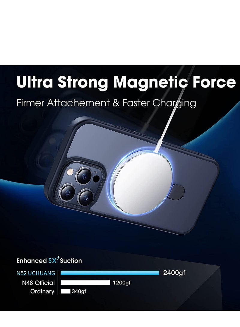 INFOSUN iPhone 12/12 Pro Case with Magnetic Invisible Stand Cover Shockproof and Anti-Yellow Slim Thin Translucent Matte Protective Magsafe Case for Apple iPhone 12/12 Pro 6.1 inch - Black - Image 2