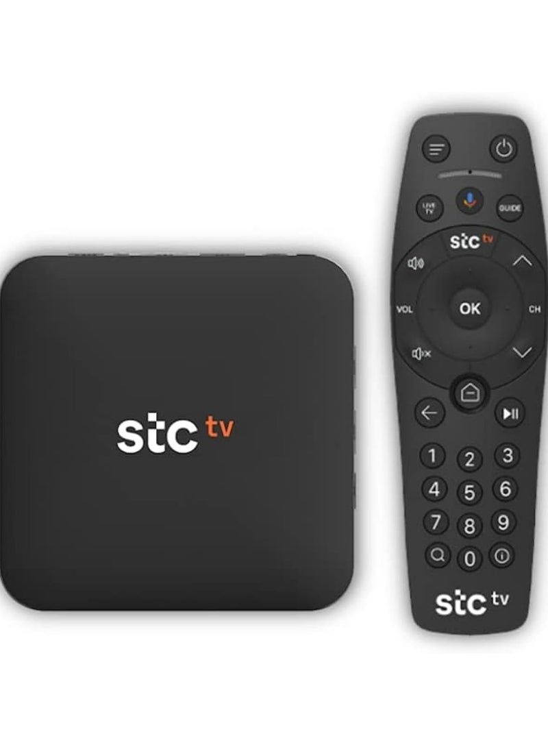 STC TV Box | 2nd Generation | 4K Ultra HD Android TV Streaming Media Player | Google Play & Voice Assistant | Wi-Fi & Ethernet | Remote, HDMI Cable, LAN Cable & Power Adapter | HP4105 | Black - Image 1