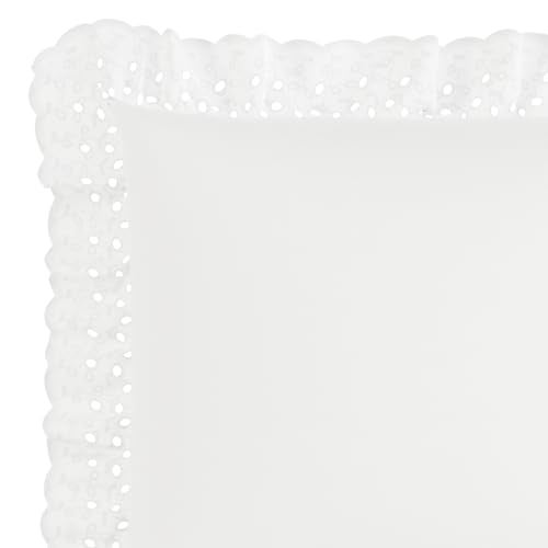 FRESH IDEAS Bedding Eyelet Ruffled Pillow Sham Euro, White - Image 2