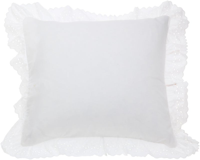 FRESH IDEAS Bedding Eyelet Ruffled Pillow Sham Euro, White - Image 1