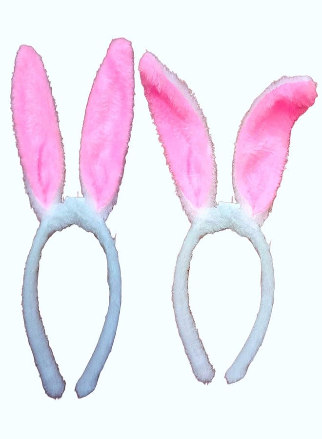 LUDALY LED Pink Rabbit Ears Headbands Light Up Bunny Headband/Flashing Hair Bands Christmas, Nightclub, Halloween, New Year Party Decorations Hair Accessories for Women and Girls (Pack Of 2 Pc) - Image 1