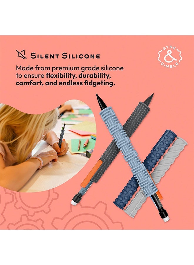 Quantum 4 PCS Sensory Pencil Holder, Textured Silicone Pencil Sleeve, Posture Correction Finger Grip for Quiet Fidgeting Kids - Image 4