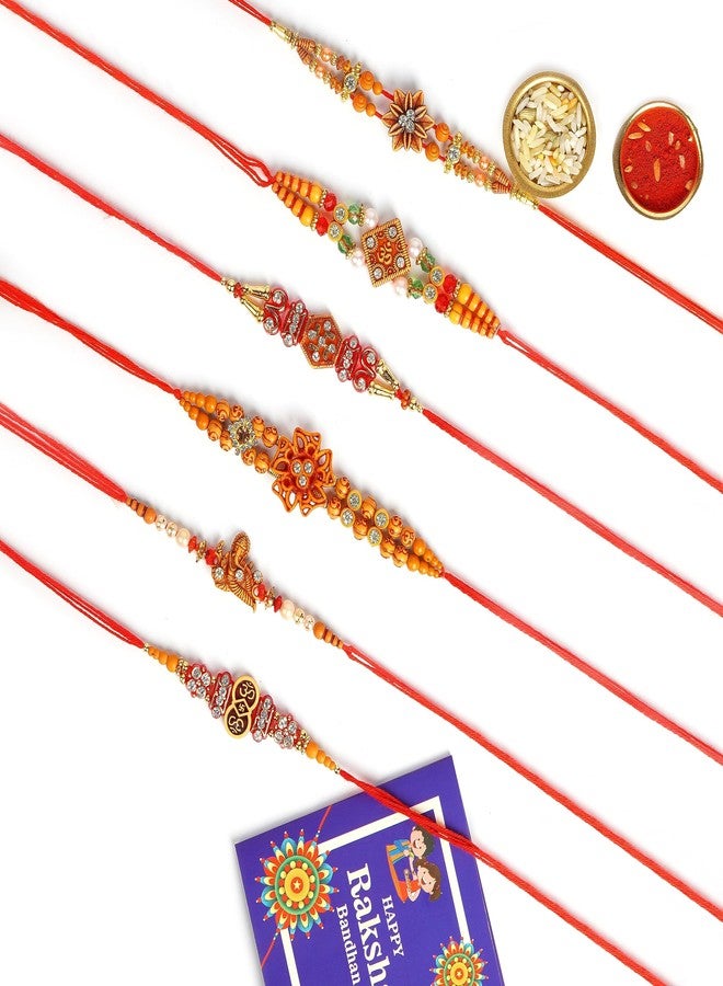 Pride Store Family Rakhi Set Rakhi for Brother Combo 6 Rakhi, Kids Rakhi, Pack Roli Greeting Card Rakhi for Brother | Rakhi for Borther Traditional Rakhis - Image 1