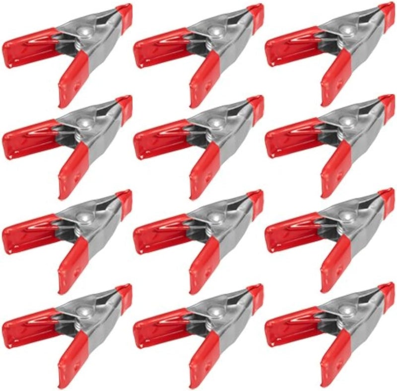 ® 2" inch Mini Metal Spring Clamps w/Red Rubber Tips Clips (Pack of 12)