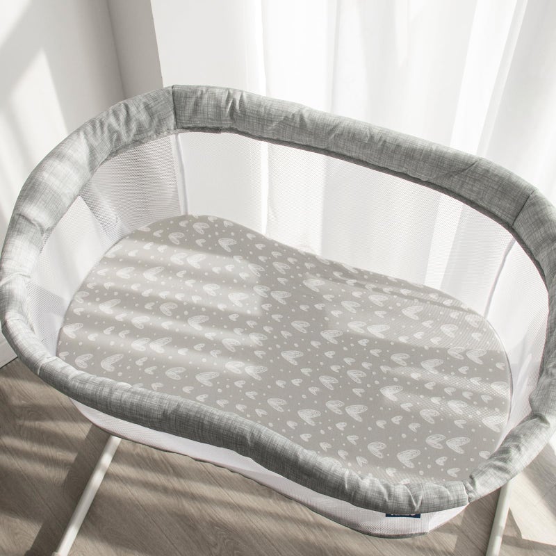 Biloban Bassinet Sheets Fit for Oval, Hourglass, Rectangle Bassinet Mattress, 2 Pack 100% Cotton Sheets for Halo, 4moms, Maxi-COSI, Delta, Baby Delight Bassinest, Unisex Fitted Sheet for Baby Boy Girl - Image 3