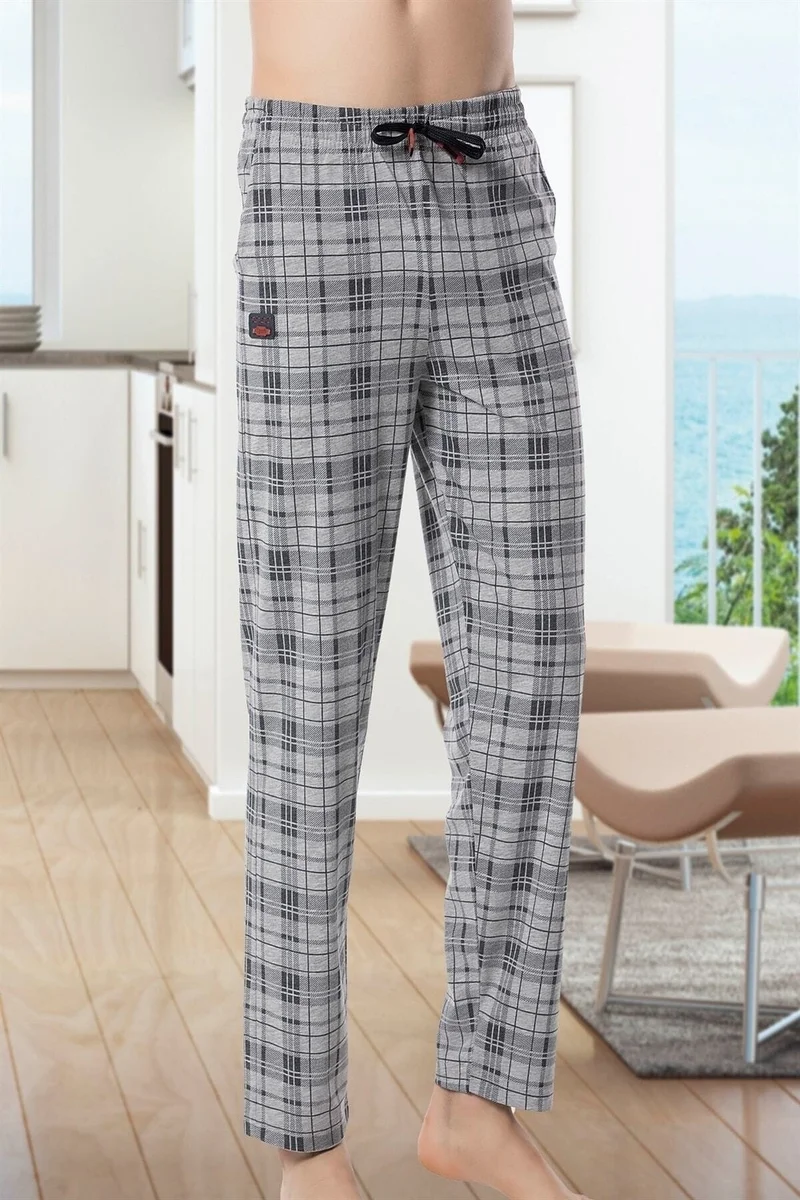 KLY Thin Single Bottom Very Comfortable Plaid Cotton Pajamas