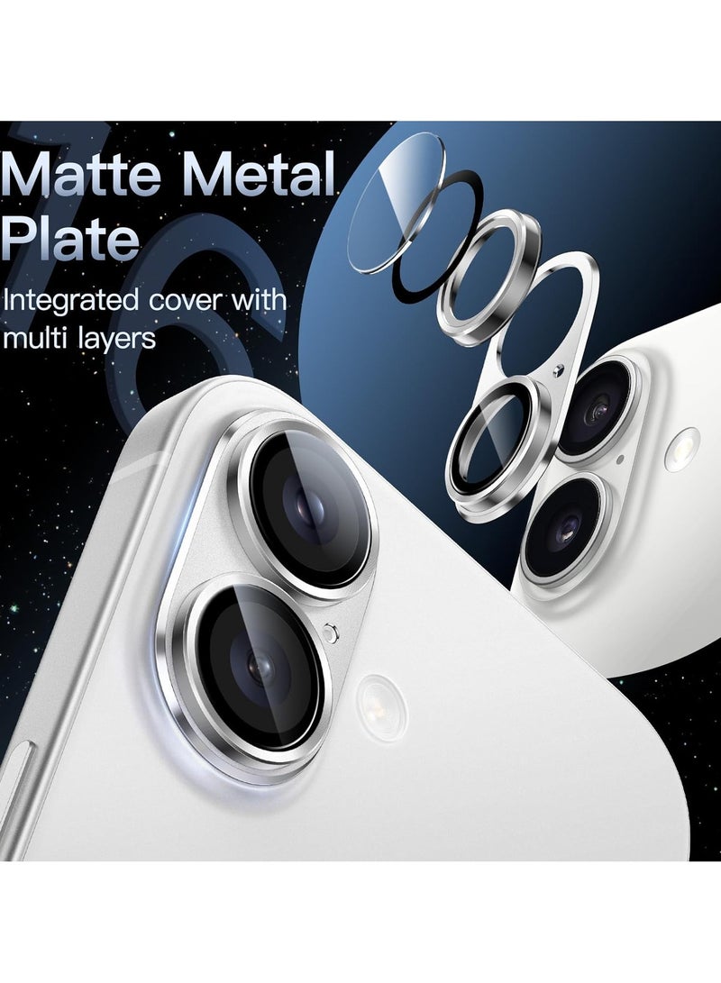 Compatible with iPhone 17 Camera Lens Protector, Anti-Scratch Tempered Glass Metal Camera Screen Protector Shockproof Full Protective Camera Lens Cover, White - Image 2