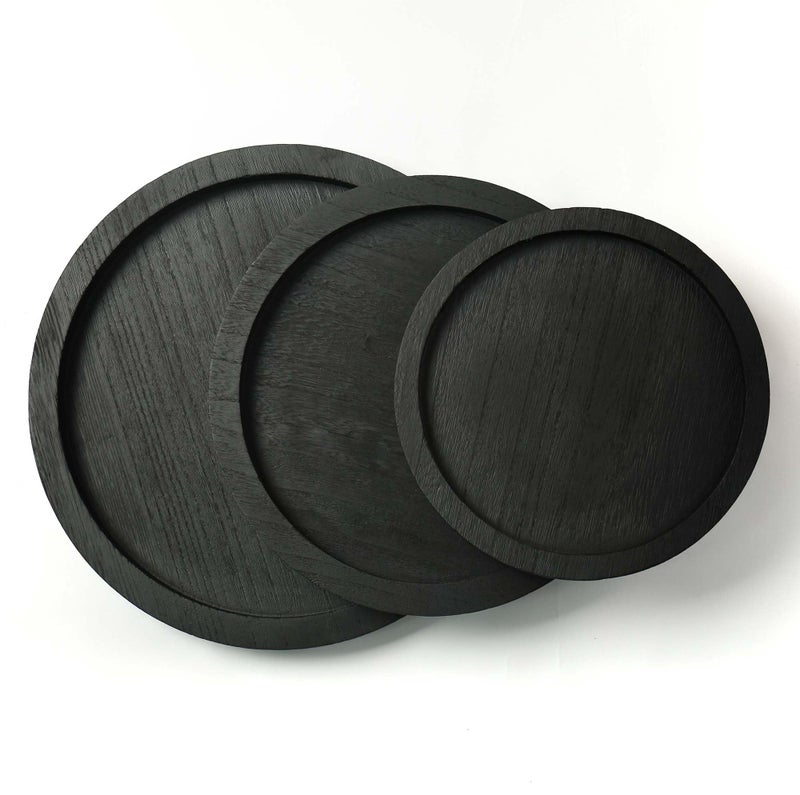 CYS EXCEL 11 Inch Black Round Wooden Tray, Decorative Serving Trays for Ottoman Coffee Table Candle Holder Home Decor Accessories - Image 5