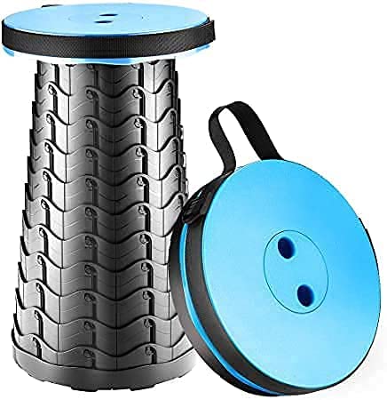 Red-Rubby RedRubby Upgraded Folding Stool Lightweight Yet More Sturdy with Load Capacity 400lbs Portable Collapsible Stool Retractable Stool for Camping Fishing Hiking Blue Plastic - Image 3