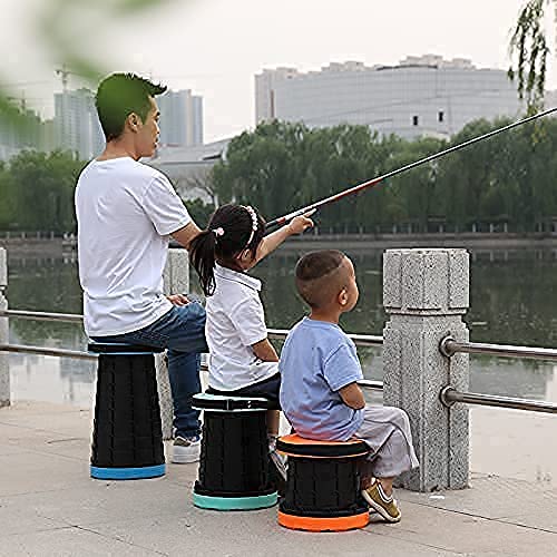 Red-Rubby RedRubby Upgraded Folding Stool Lightweight Yet More Sturdy with Load Capacity 400lbs Portable Collapsible Stool Retractable Stool for Camping Fishing Hiking Blue Plastic - Image 4