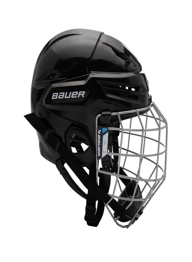 باوير طقم خوذة هوكي Bauer Re-Akt 55 مع قناع للوجه، مقاس كبير (أسود، صغير) - Image 2