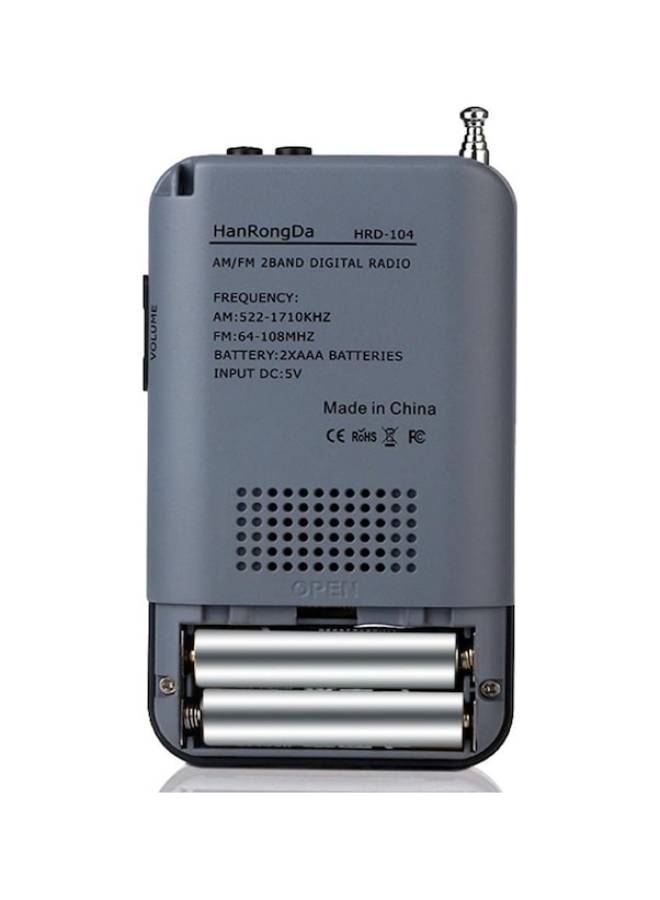 مكبر صوت خارجي صغير محمول HRD-104، راديو ثنائي النطاق، رمادي - Image 3