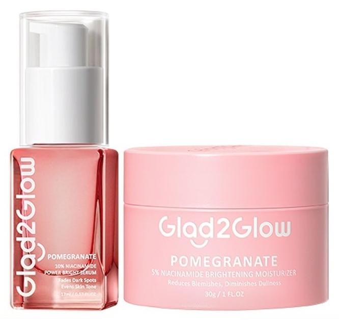 Glad2Glow Brightening set Pomegranate 10% Niacinamide Bright Serum 17ml + Pomegranate 5% Niacinamide Brightening Moisturizer 30g - Image 1