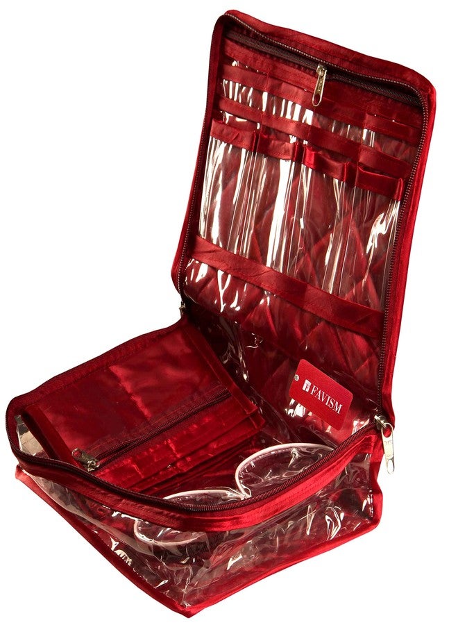 FAVISM Designer Multi Purpose Jewelry case or Bangles Vanity Makeup kit, Maroon - Image 1