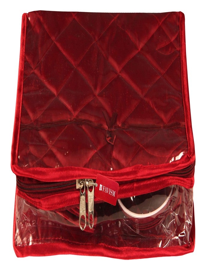 FAVISM Designer Multi Purpose Jewelry case or Bangles Vanity Makeup kit, Maroon - Image 3