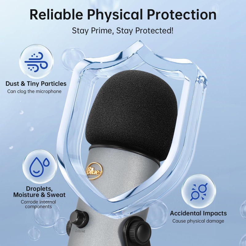 PhantAccy Pop Filter/Windscreen for Blue Yeti and Yeti Pro Microphones, Foam Mic Cover for Filtering Plosives and Hissing Noise - Image 5