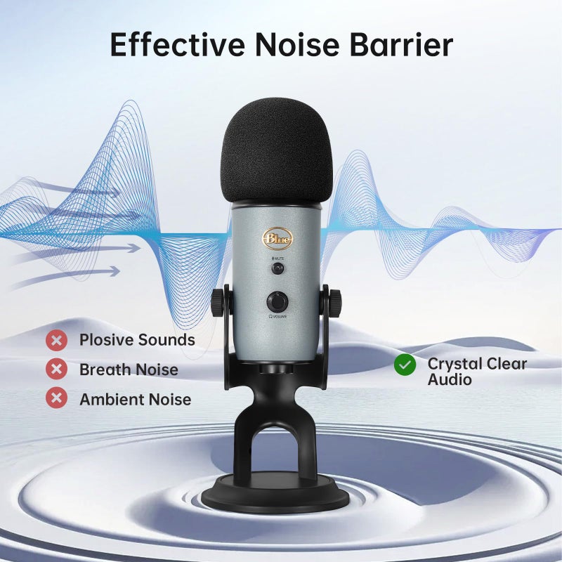 PhantAccy Pop Filter/Windscreen for Blue Yeti and Yeti Pro Microphones, Foam Mic Cover for Filtering Plosives and Hissing Noise - Image 4