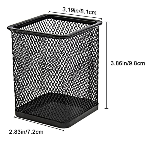 Shuban Metal Mesh Pencil Holder Square Pen Cups For Desk Organizer Classroom Organization Pencil Holders Wire Makeup Brush Holders For Desk Office Supplies -4Pcs,Black - Image 2